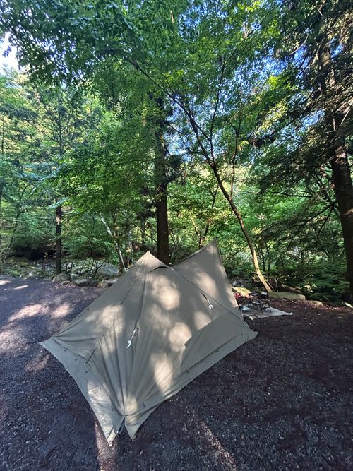新緑キャンプ🏕 椿荘オートキャンプ場 ソロキャンプ 区画サイト Genさんのキャンプブログ CAMPiii（キャンピー） -キャンプ専用SNS キャンプのすべてがここに集まる-