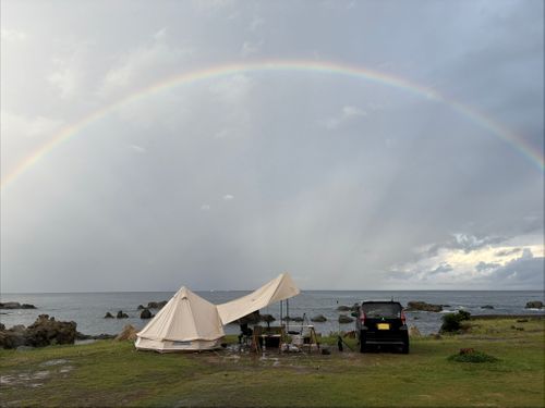 CAMPiii（キャンピー） たびおさんのキャンプブログ 夕日と雷雨と虹と 越前渚オートキャンプ場