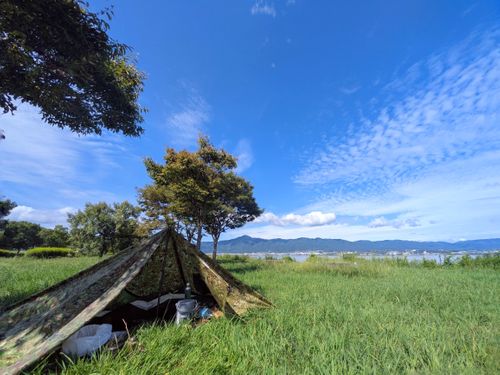 琵琶湖は素晴らしい。 湖岸緑地 志那2 ソロキャンプ グループキャンプ フリーサイト ぞのさんさんのキャンプブログ CAMPiii(キャンピー) -キャンプ専用SNS キャンプのすべてがここに集まる-
