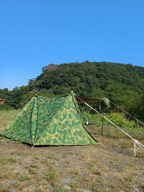 息子くんの軍幕試し張り デイキャンプ 角田大橋河川敷 ファミリーキャンプ フリーサイト ウエィダーさんのキャンプブログ CAMPiii(キャンピー) -キャンプ専用SNS キャンプのすべてがここに集まる-