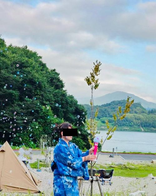 【後編】浴衣できゃんぷ👘 💙そして「孤独のグルメ」 アウトドアヴィレッジ三春 さくら湖キャンプサイト Oniyomeさんのキャンプブログ CAMPiii（キャンピー） -キャンプ専用SNS キャンプのすべてがここに集まる-