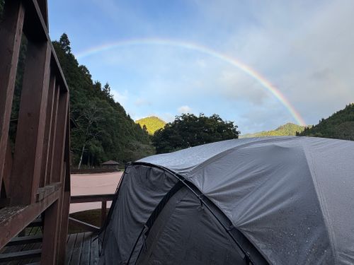 虹🌈キャンプ 南光自然観察村 ファミリーキャンプ 区画サイト yoji@campさんのキャンプブログ CAMPiii（キャンピー） -キャンプ専用SNS キャンプのすべてがここに集まる-