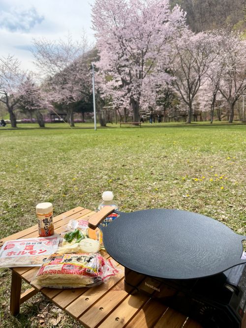 桜と新幕としっぽり燻製キャンプ🏕️ 留辺蘂つつじ公園キャンプ場 ファミリーキャンプ フリーサイト りかさんのキャンプブログ CAMPiii（キャンピー） -キャンプ専用SNS キャンプのすべてがここに集まる-
