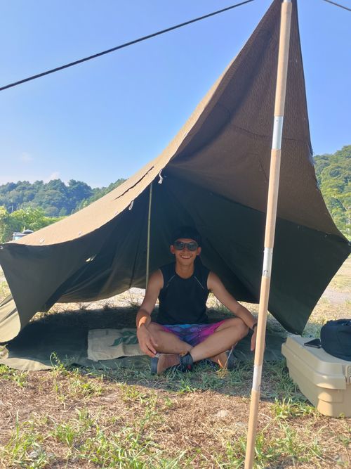 息子くんの軍幕試し張り デイキャンプ 角田大橋河川敷 ファミリーキャンプ フリーサイト ウエィダーさんのキャンプブログ CAMPiii(キャンピー) -キャンプ専用SNS キャンプのすべてがここに集まる-