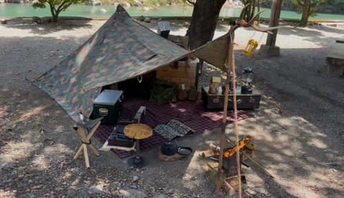 飛行機雲&times;camoⅡ（低空張り） ソロキャンプ フリーサイト Camp 'n'g  Roll♪🏁さんのキャンプブログ CAMPiii（キャンピー） -キャンプ専用SNS キャンプのすべてがここに集まる-