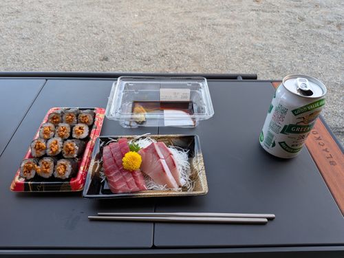 海がみたかったんじゃよ 天神岬スポーツ公園 オートキャンプ場 ソロキャンプ 区画サイト 俺の酒場は野にあるさんのキャンプブログ CAMPiii（キャンピー） -キャンプ専用SNS キャンプのすべてがここに集まる-