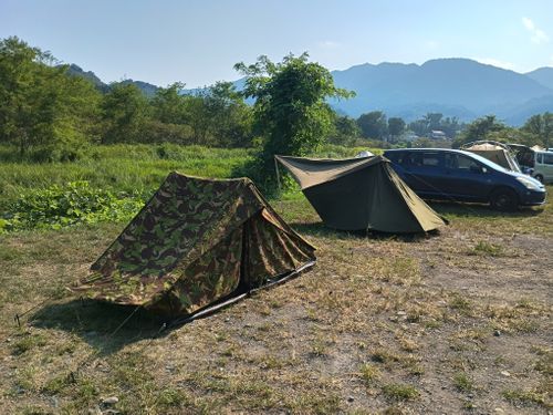 息子くんの軍幕試し張り デイキャンプ 角田大橋河川敷 ファミリーキャンプ フリーサイト ウエィダーさんのキャンプブログ CAMPiii(キャンピー) -キャンプ専用SNS キャンプのすべてがここに集まる-