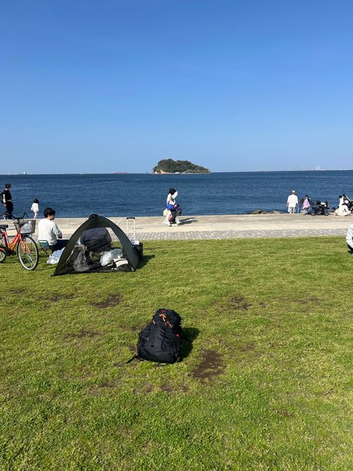 連休取れずに朝からデイキャン うみかぜ公園 ソロキャンプ フリーサイト Genさんのキャンプブログ CAMPiii（キャンピー） -キャンプ専用SNS キャンプのすべてがここに集まる-