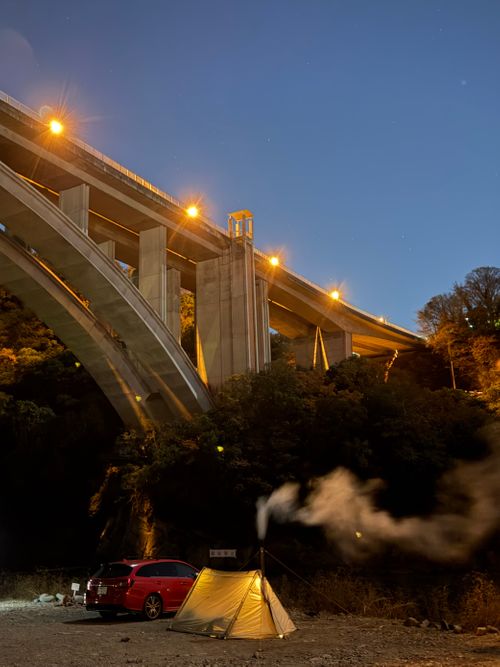 近場で冬キャン@ふたたびの橋 小倉橋下の河川敷 ソロキャンプ フリーサイト Takadaさんのキャンプブログ CAMPiii（キャンピー） -キャンプ専用SNS キャンプのすべてがここに集まる-