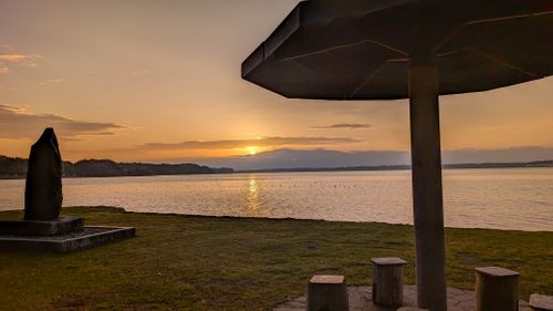 筑波山と夕日 親沢公園キャンプ場 ソロキャンプ フリーサイト アークさんのキャンプブログ CAMPiii（キャンピー） -キャンプ専用SNS キャンプのすべてがここに集まる-