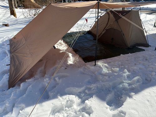 初るぽぽの森〜雪中〜 るぽぽの森 （るぽぽかわさき＆笹谷オートキャンプ場） ソロキャンプ 区画サイト オートサイト ぱぱちょさんのキャンプブログ CAMPiii（キャンピー） -キャンプ専用SNS キャンプのすべてがここに集まる-
