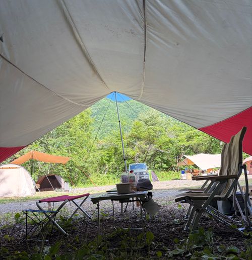 お盆休みは避暑地へ⛰️ 木曽駒冷水キャンプ公園 ファミリーキャンプ フリーサイト 庭キャン+さんのキャンプブログ CAMPiii（キャンピー） -キャンプ専用SNS キャンプのすべてがここに集まる-