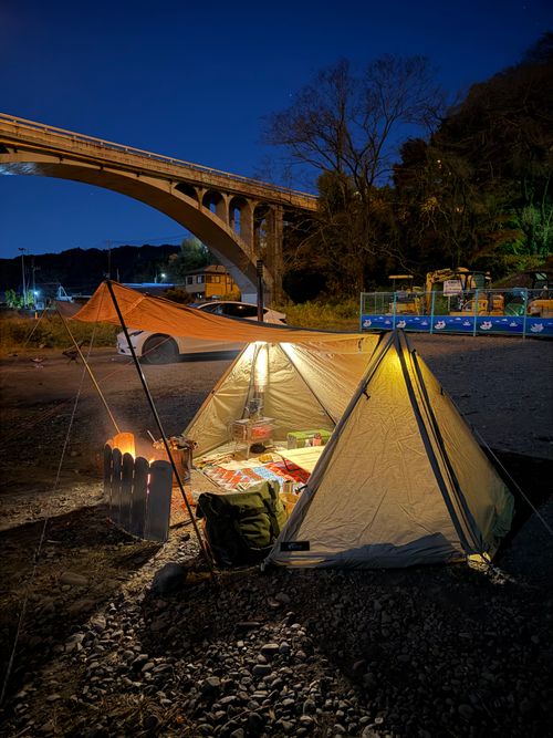近場で冬キャン@ふたたびの橋 小倉橋下の河川敷 ソロキャンプ フリーサイト Takadaさんのキャンプブログ CAMPiii（キャンピー） -キャンプ専用SNS キャンプのすべてがここに集まる-
