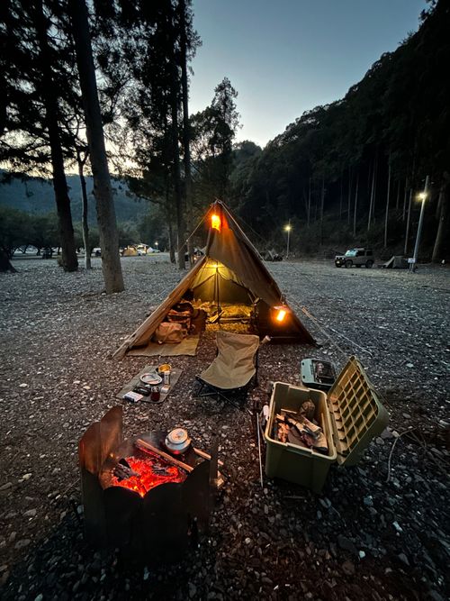 3月キャンプ　橋を渡り橋を渡りつり橋の里 つり橋の里キャンプ場 ソロキャンプ グループキャンプ フリーサイト △kuuga△さんのキャンプブログ CAMPiii（キャンピー） -キャンプ専用SNS キャンプのすべてがここに集まる-