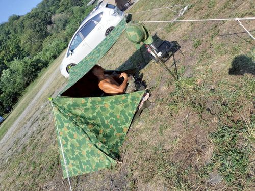 息子くんの軍幕試し張り デイキャンプ 角田大橋河川敷 ファミリーキャンプ フリーサイト ウエィダーさんのキャンプブログ CAMPiii(キャンピー) -キャンプ専用SNS キャンプのすべてがここに集まる-