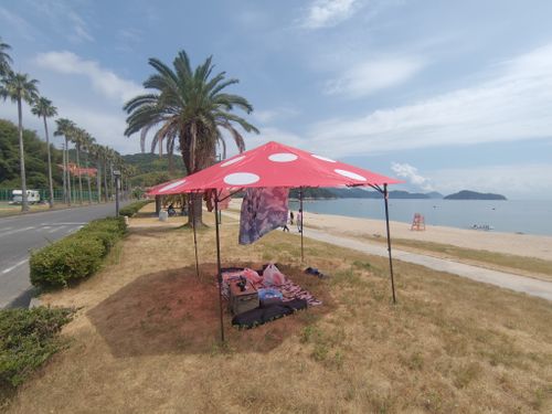 夏休み早よ終わらんかいねぇ&hellip; 片添ケ浜海浜公園 ファミリーキャンプ フリーサイト HARUMAGEDONさんのキャンプブログ CAMPiii（キャンピー） -キャンプ専用SNS キャンプのすべてがここに集まる-