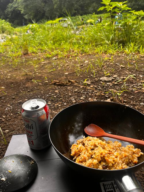 いつもの河原で中華鍋の練習…💦 中津川 ソロキャンプ 441campさんのキャンプブログ CAMPiii（キャンピー） -キャンプ専用SNS キャンプのすべてがここに集まる-