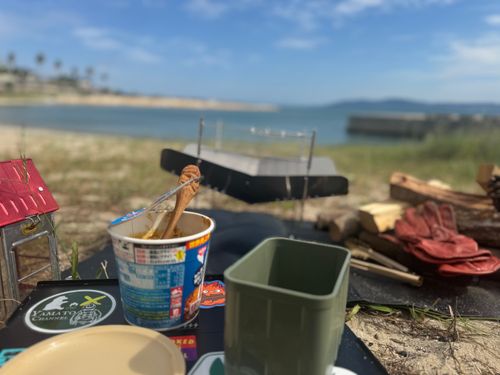 ポーランド軍幕原付キャンプ🛵 江井島海岸 ソロキャンプ フリーサイト てぃーえむキャンプさんのキャンプブログ CAMPiii（キャンピー） -キャンプ専用SNS キャンプのすべてがここに集まる-