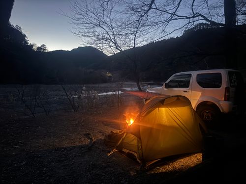 あけましておめでとうキャンプ 小川の里オートキャンプ場 ソロキャンプ フリーサイト まっつんさんのキャンプブログ CAMPiii（キャンピー） -キャンプ専用SNS キャンプのすべてがここに集まる-