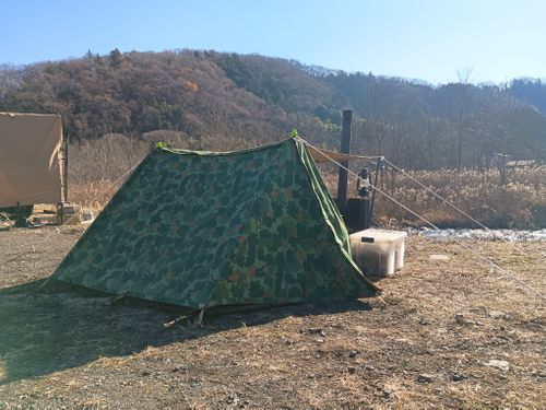 軍幕キャンプ納め 角田大橋河川敷 ソロキャンプ フリーサイト ウエィダーさんのキャンプブログ CAMPiii（キャンピー） -キャンプ専用SNS キャンプのすべてがここに集まる-