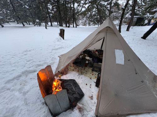 第93話　遠征の旅最終日　思いがけずな雪中キャンプ CAMP VILLAGE 砂育 saiku ソロキャンプ フリーサイト ちろ犬さんのキャンプブログ CAMPiii（キャンピー） -キャンプ専用SNS キャンプのすべてがここに集まる-