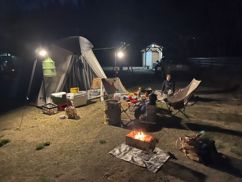 少し早いお花見キャンプ MOUNT LAKE ファミリーキャンプ 区画サイト オートサイト ヨスケサンバジャロさんのキャンプブログ CAMPiii（キャンピー） -キャンプ専用SNS キャンプのすべてがここに集まる-