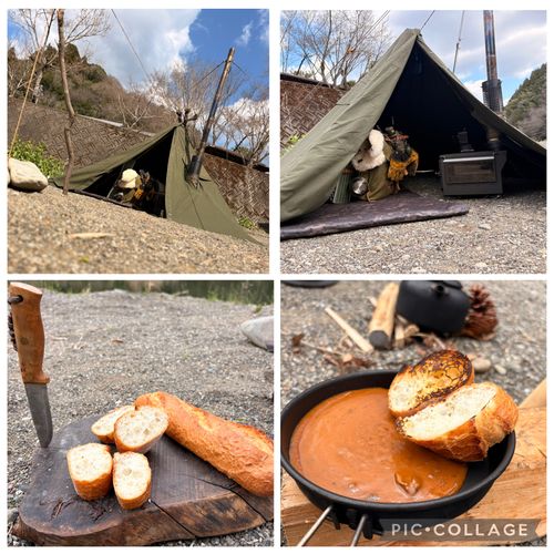 CAMPiii（キャンピー） camping roll♪さんのキャンプブログ バケットぶら下げて🥖軍幕🪖薪ストCamp🪵🔥🪵 前川キャンプ場