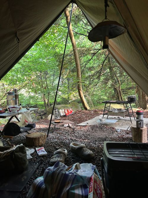新緑キャンプ🏕 椿荘オートキャンプ場 ソロキャンプ 区画サイト Genさんのキャンプブログ CAMPiii（キャンピー） -キャンプ専用SNS キャンプのすべてがここに集まる-